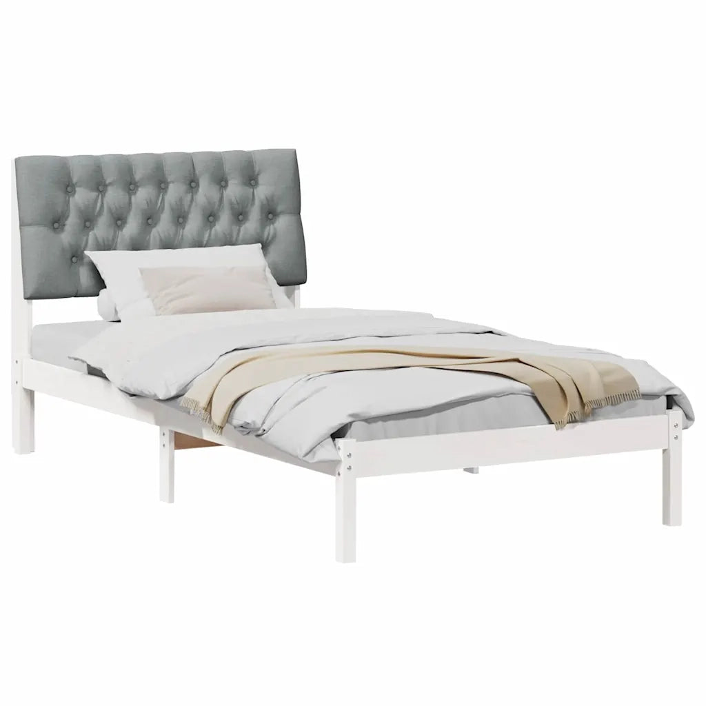 Letto con Testiera Rivestita con testiera Bianco 100 x 200 cm