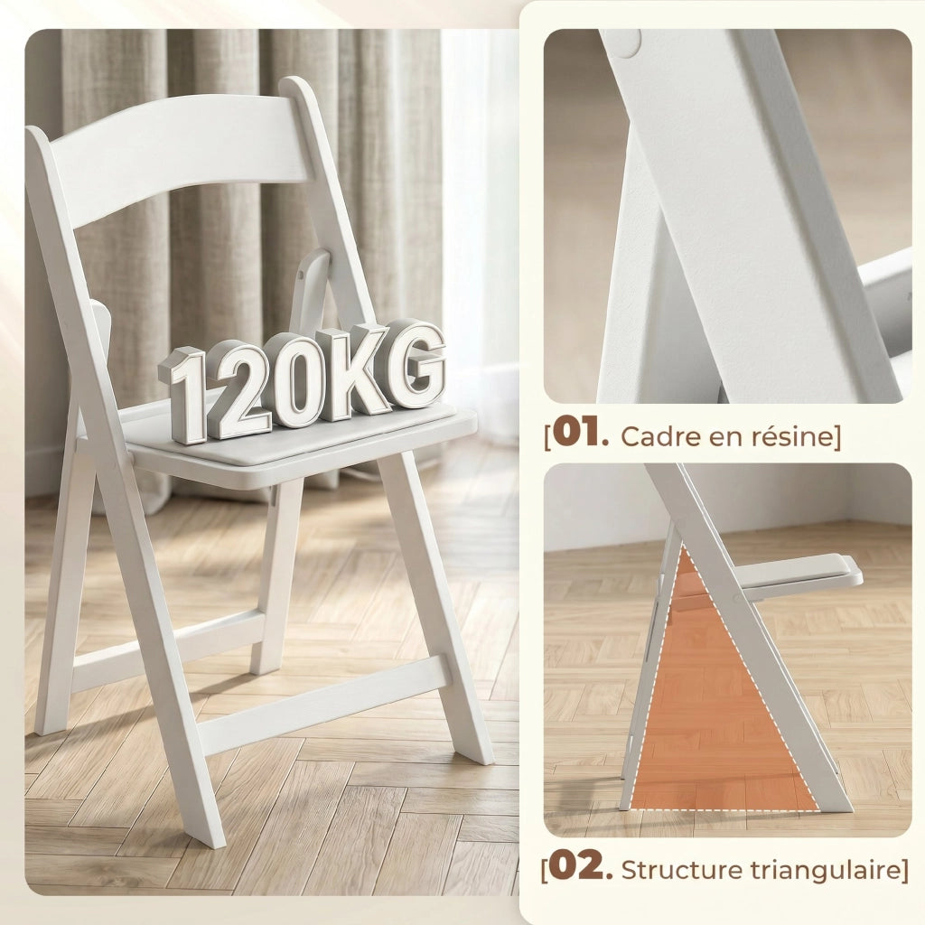 Sedia pieghevole ¨C zephmum ¨C resina e PU, 45x44x78 cm, bianco
