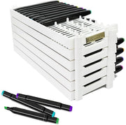 Pen holder per ufficio con 6 contenitori in plastica per PC, organizzatore per scrivania, contenitore per oggetti (6 pezzi, bianco)