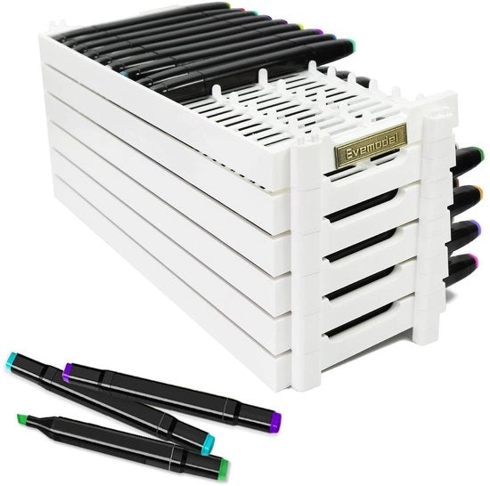 Pen holder per ufficio con 6 contenitori in plastica per PC, organizzatore per scrivania, contenitore per oggetti (6 pezzi, bianco)
