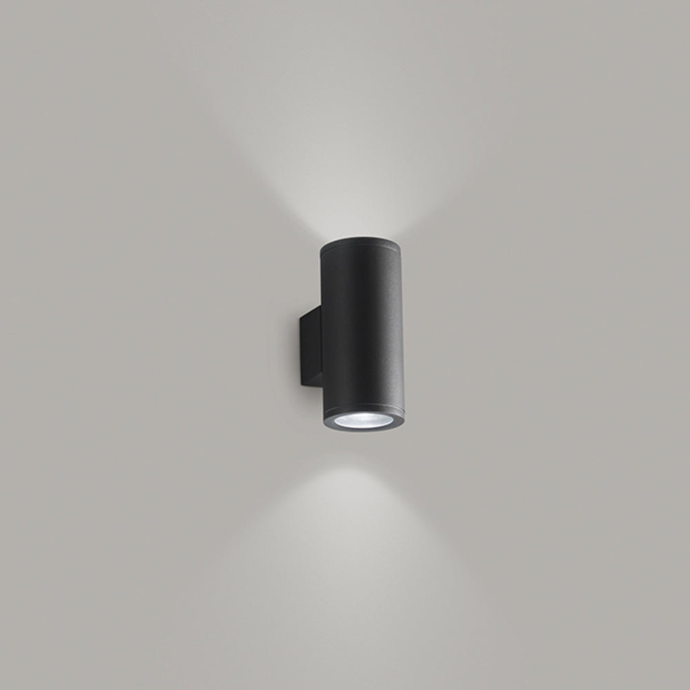 Applique Da Esterno Cilindrica Moderna Quarondo Metallo Grigio Grafite Vetro 2 Luci Gu10