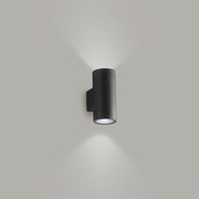 Applique Da Esterno Cilindrica Moderna Quarondo Metallo Grigio Grafite Vetro 2 Luci Gu10