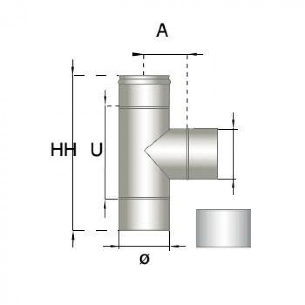 Raccordo tee corto f/m m inox ne ro d.080 b08xbjyds7