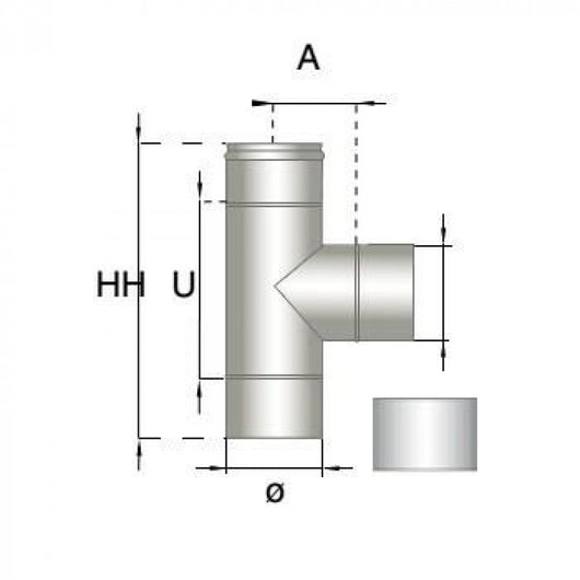 Raccordo tee corto f/m m inox ne ro d.080 b08xbjyds7