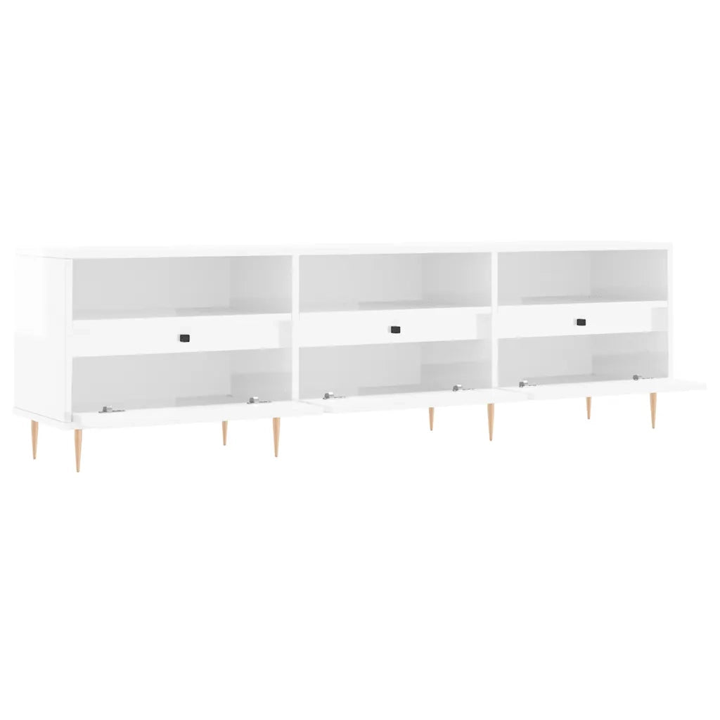 Mobile TV | Armadietto TV | Mobile Porta TV Bianco Lucido 150x30x44,5 cm Legno Multistrato