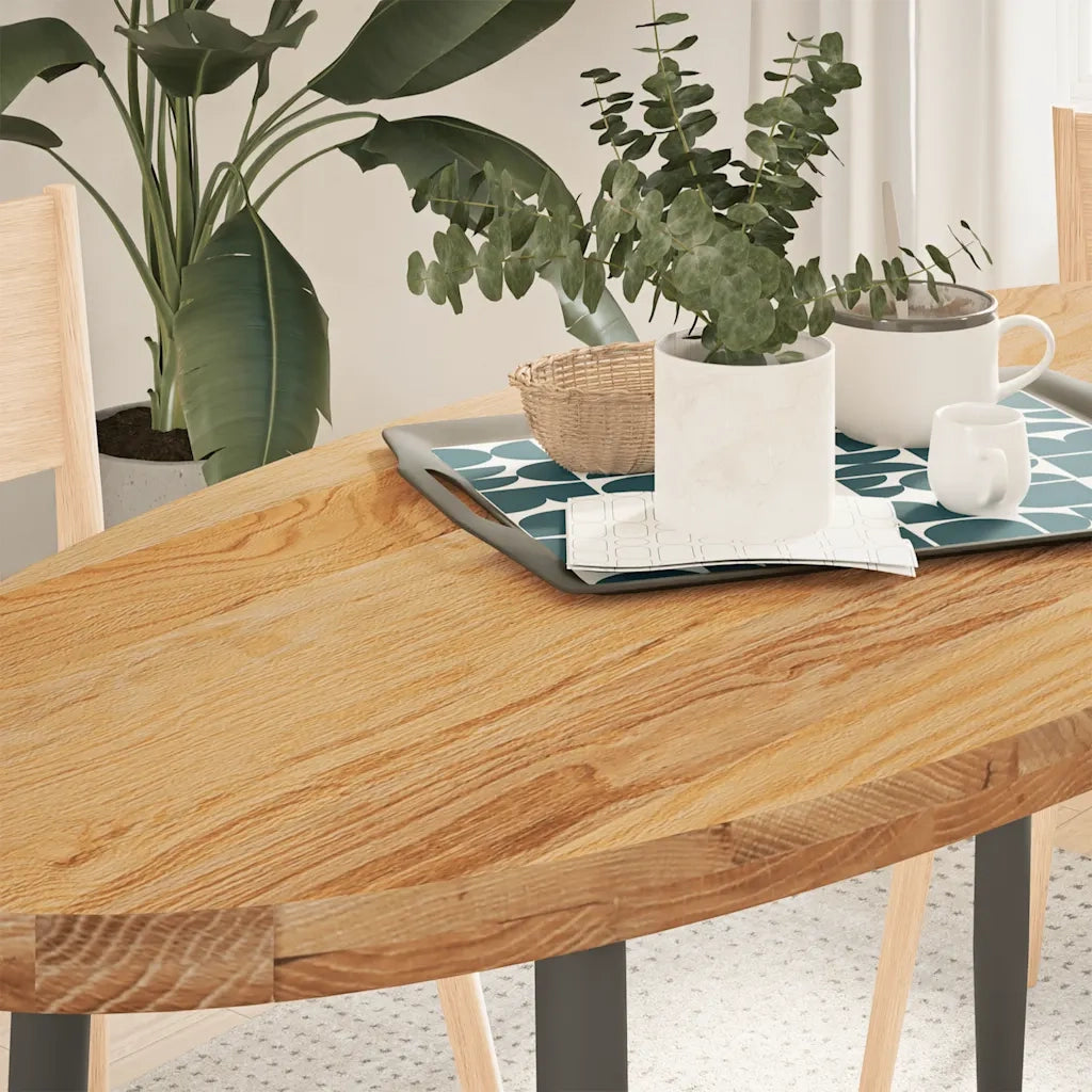 vidaXL Piano Tavolo Marrone Chiaro 140x60x4cm in Rovere Massello Ovale