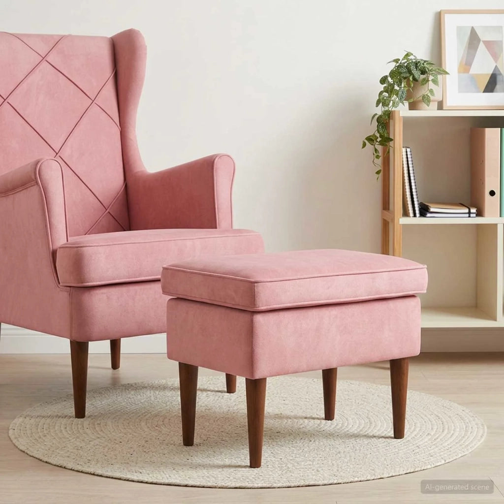 Poggiapiedi Rosa 55 x 35 x 41 cm Velluto 42029998