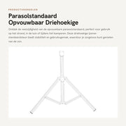 Parasole Opvougbile con Base Trasversale a Treccia - Altezza 69,3 cm - Diametro Fermo 2,2-2,5 cm - Ferro - Bianco - Supporto Parasole