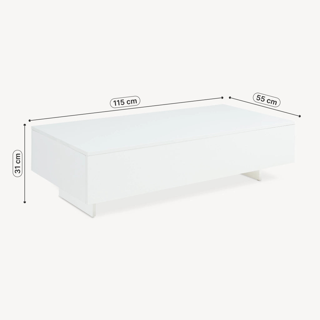 Tavolino Centrale da Salotto Lärketorp 115 x 55 x 31 cm - Bianco Lucido [en.casa]
