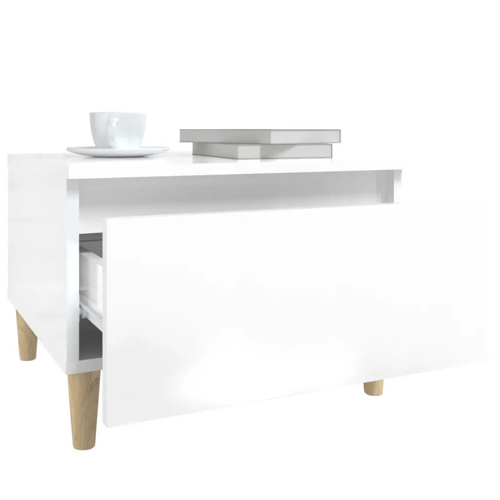 Tavolini 2pz Bianco Lucido 50x46x35 cm in Legno Multistrato cod mxl 26984