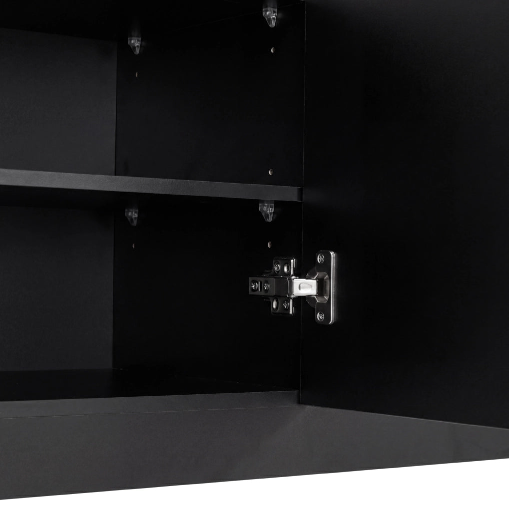 Guardaroba da ingresso ULEVR 100x35x180 cm con specchio, panca, LED multicolore e ripiani regolabili, nero