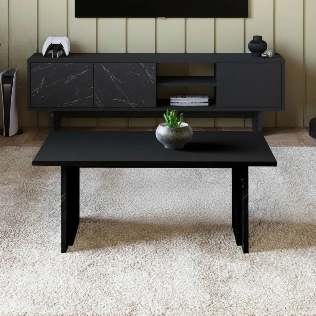 Tavolino in legno "Ravello" - 90 x 50 x 40 cm - Nero