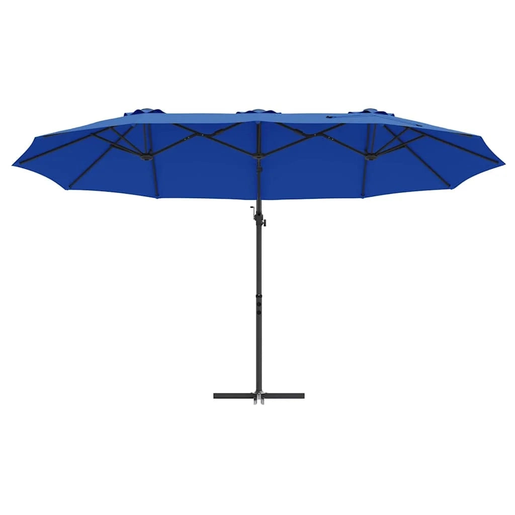 Ombrellone da esterno moderno e inclinabile 372 x 198 x 243 cm in poliestere azzurro codice 02_0058752