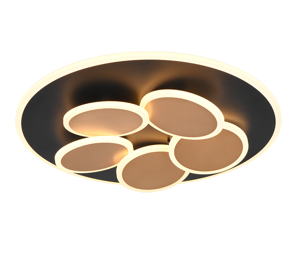 Plafoniera LED, metallo, nero e oro, D 50 cm, Mandala