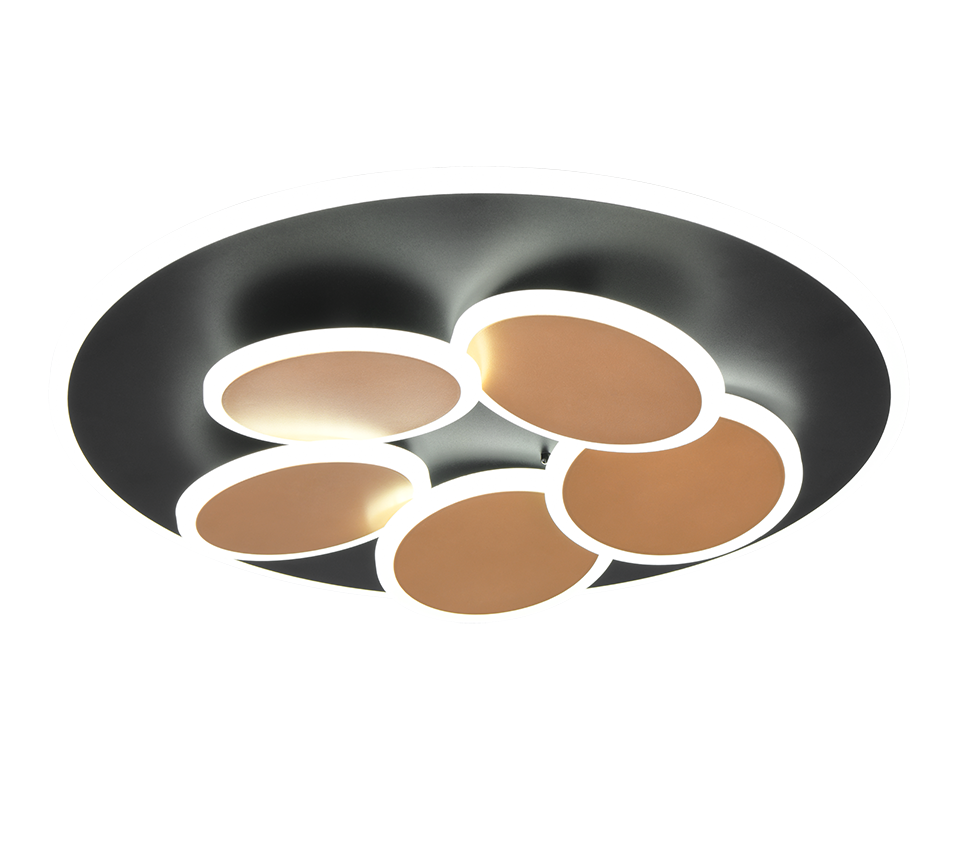 Plafoniera LED, metallo, nero e oro, D 50 cm, Mandala