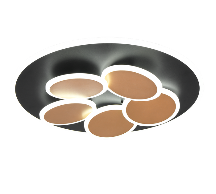 Plafoniera LED, metallo, nero e oro, D 50 cm, Mandala