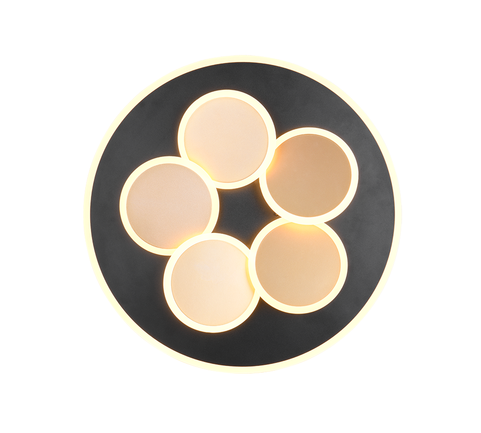 Plafoniera LED, metallo, nero e oro, D 50 cm, Mandala