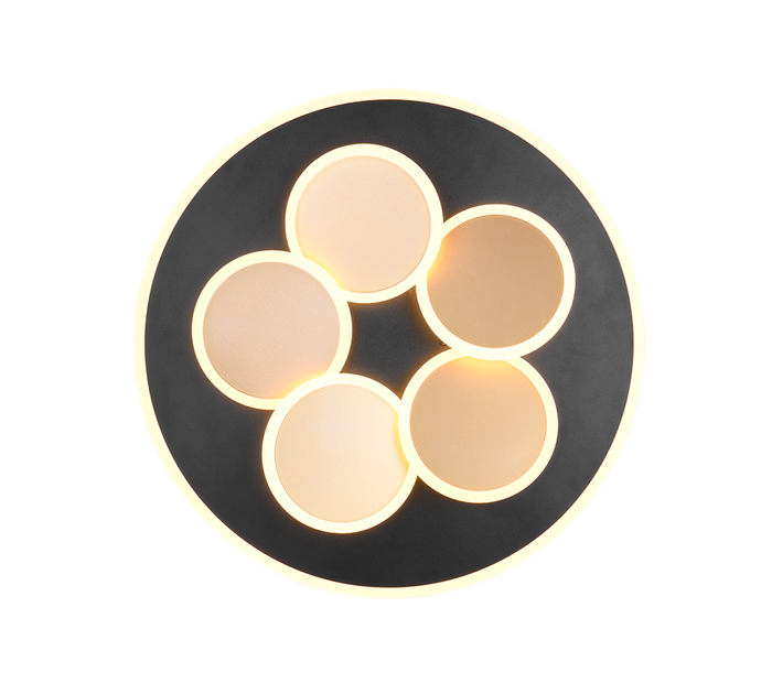 Plafoniera LED, metallo, nero e oro, D 50 cm, Mandala