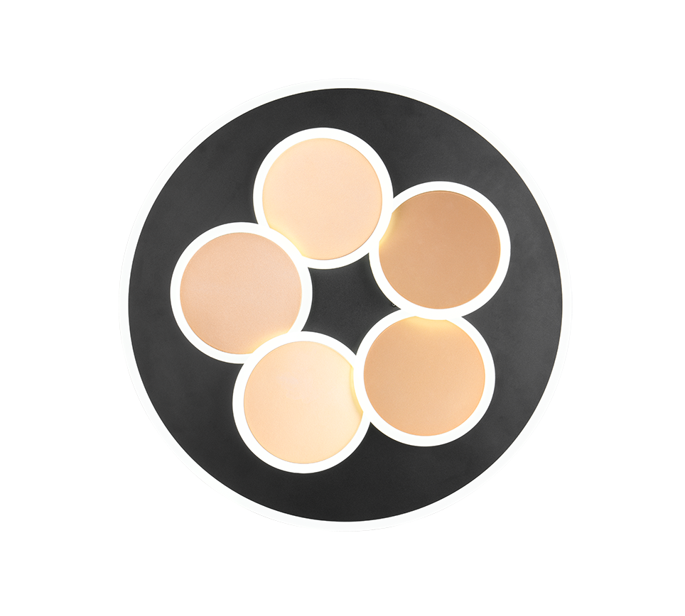 Plafoniera LED, metallo, nero e oro, D 50 cm, Mandala