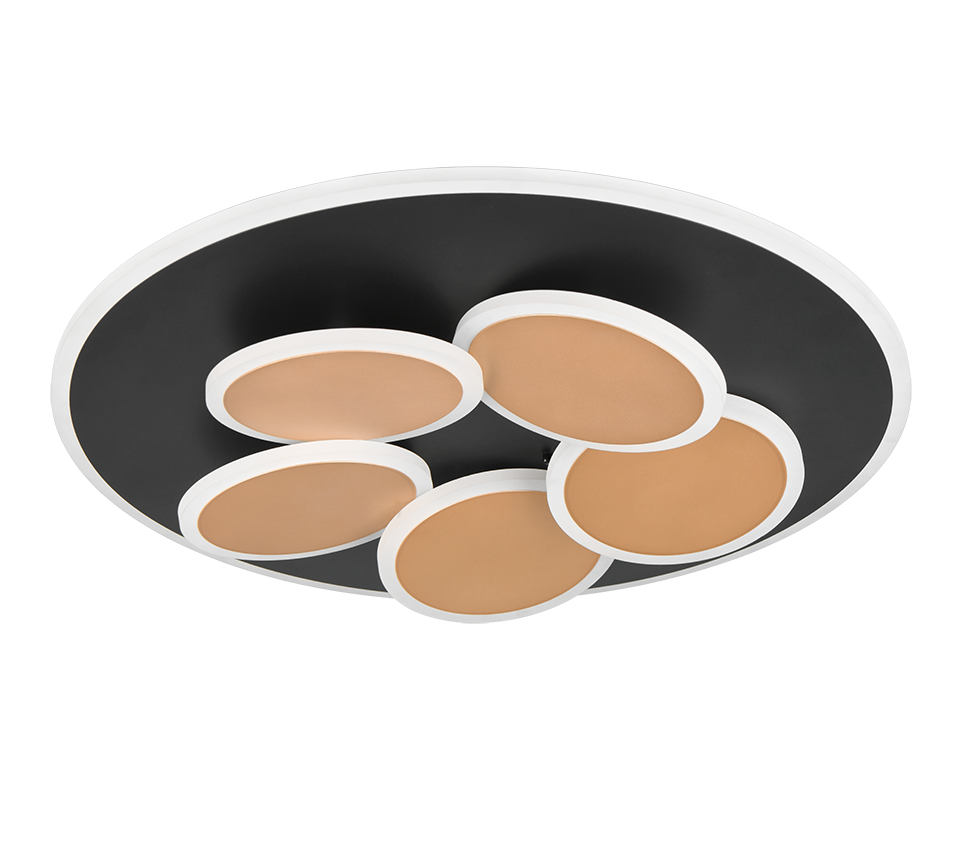 Plafoniera LED, metallo, nero e oro, D 50 cm, Mandala