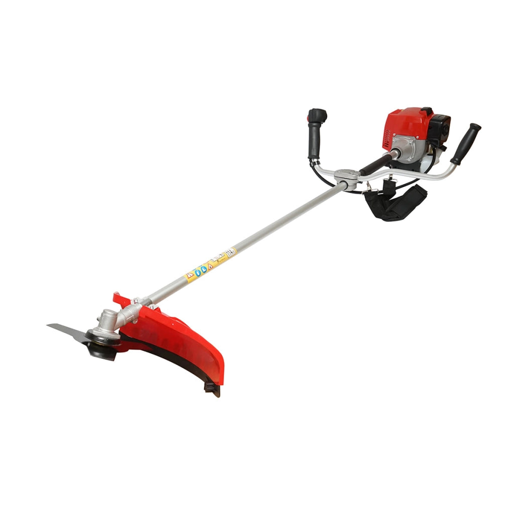 Decespugliatore a benzina 2,5 CV, 2T 52 cc, velocità 8000 giri/min, disco 3T, tamburo portafilo, kit accessori incluso