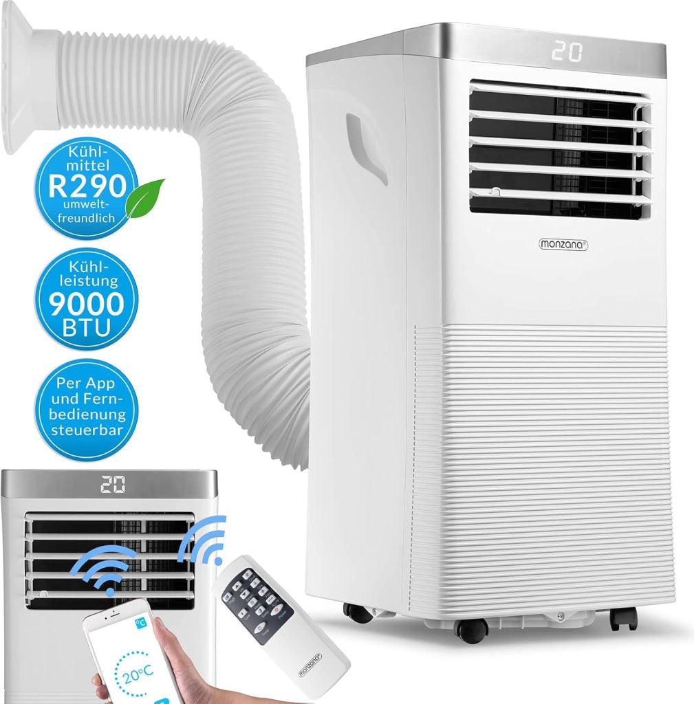 Climatizzatore Mobile Locale 9000BTU 4in1 WiFi App 2700W con Telecomando Tubo di Scarico Condizionatore Aria