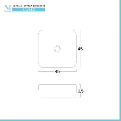 Lavabo da appoggio quadrato 45 cm in acciaio inox bianco opaco  Goya