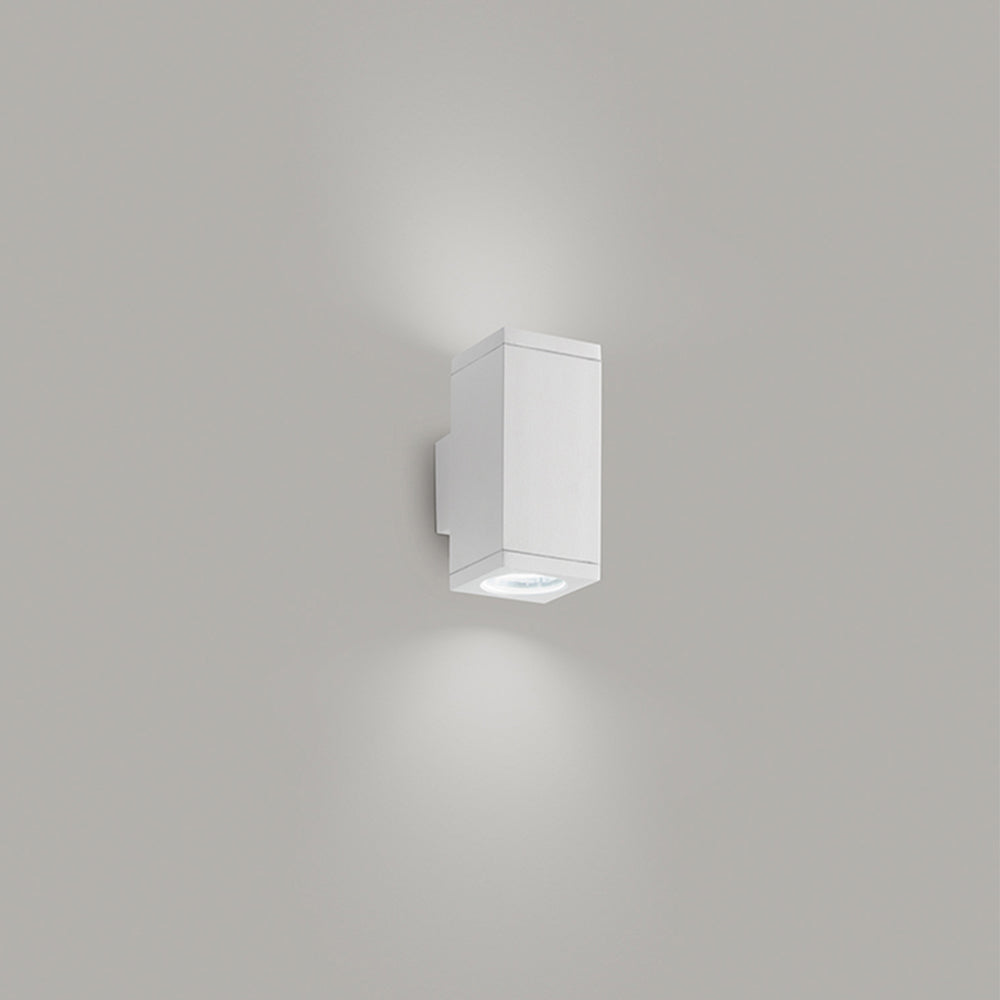 Applique Esterno Biemissione Moderna Quarondo Metallo Bianco Vetro 2 Luci Gu10