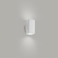 Applique Esterno Biemissione Moderna Quarondo Metallo Bianco Vetro 2 Luci Gu10