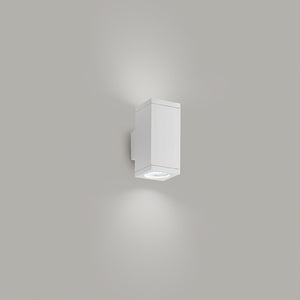 Applique Esterno Biemissione Moderna Quarondo Metallo Bianco Vetro 2 Luci Gu10