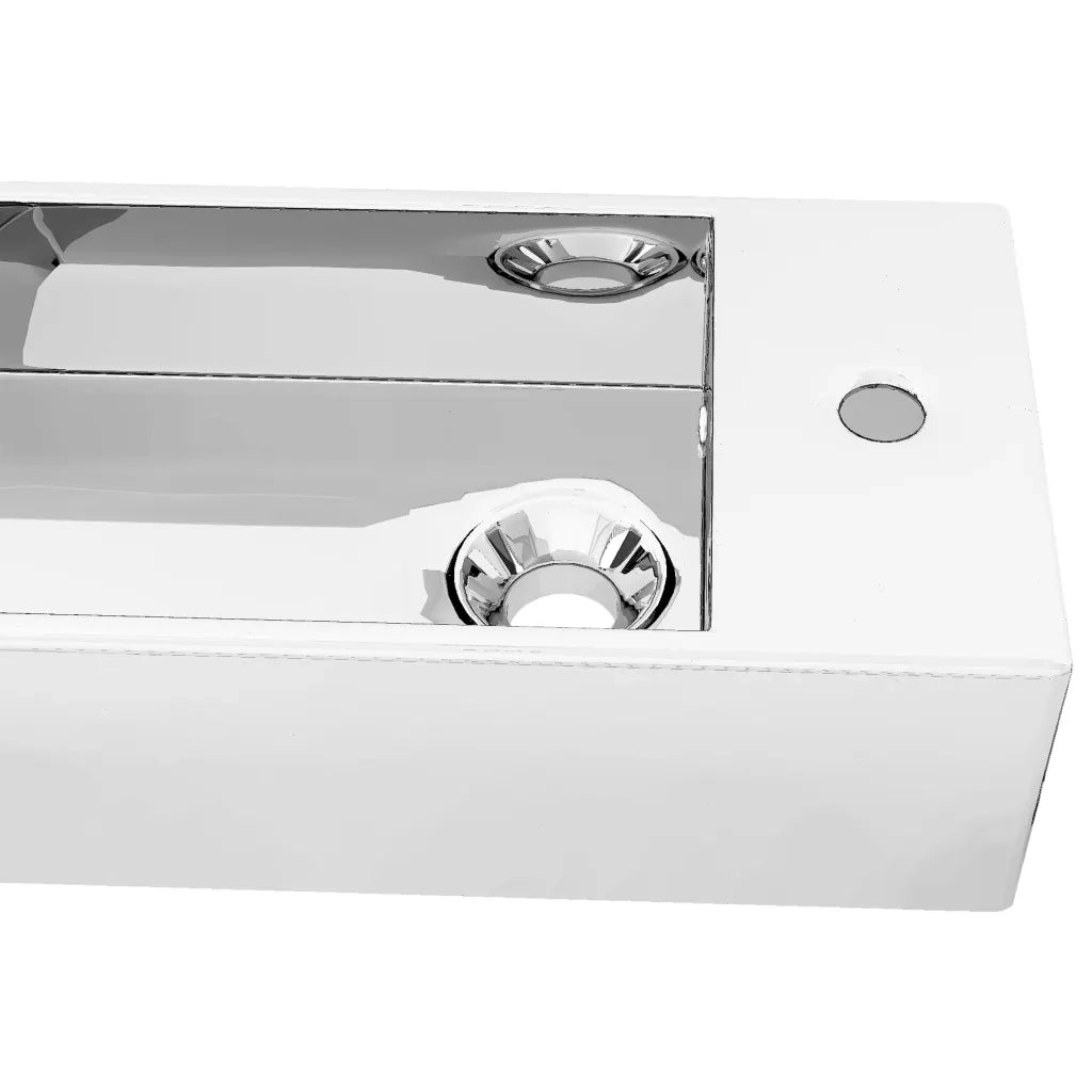 Lavandino con Troppopieno 49x25x15 cm in Ceramica Argento cod mxl 48375