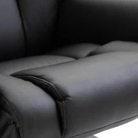 Poltrona Relax con Pouf Poggiapiedi e Funzione Massaggio, Reclinabile a 145° e Girevole a 360°, Nero