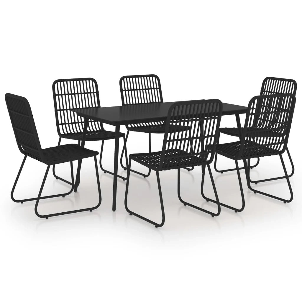 Set da pranzo per mobili da giardino mobili da esterno 7 pezzi in resina intrecciata e vetro 02_0014240