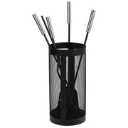 Set di 5 strumenti in metallo nero per il camino in metallo