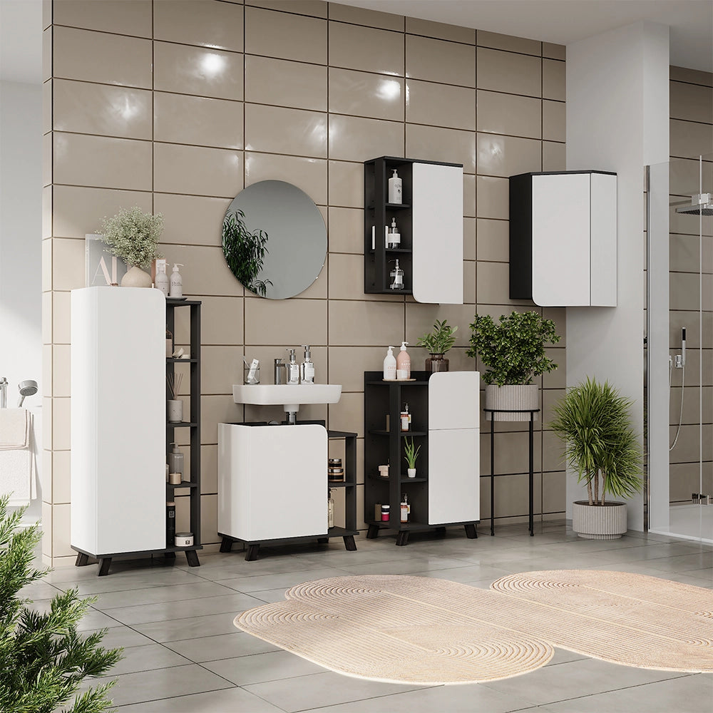 Vicco Armadio a muro ad angolo Antracite/bianco 60 x 75 cm con porta