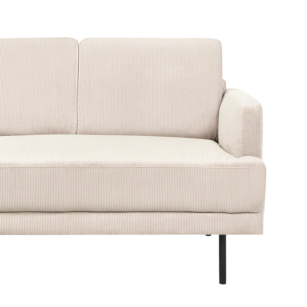 Divano imbottito angolare destro 4 posti con gambe in metallo beige Schienale imbottito stile moderno e minimalista