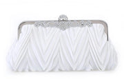 Borsa satinata a pieghe con catena rimovibile, eleganti borse per matrimonio, abito da sposa, gala, cocktail, borsa serale, bianca