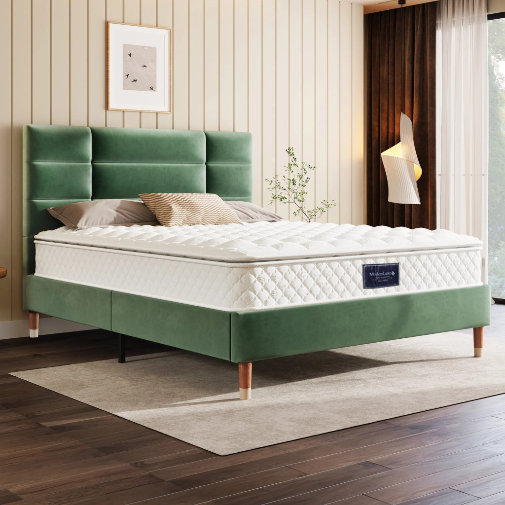OKWISH Materasso a Molle Insacchettate 140×200 cm, Materasso Matrimoniale 7 Zone, Rigidità H3, Altezza 25 cm, senza Materasso, Poliestere, Bianco