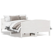 Letto matrimoniale | Letto per adulti | Giroletto senza Materasso Bianco 150x200 cm Legno Massello Pino