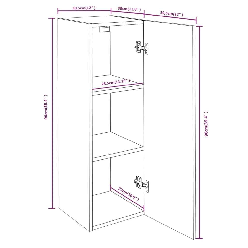 Mobile TV multimediale mensola TV credenza TV sala da pranzo soggiorno camera da letto Sonoma 30,5 x 30 x 90 cm legno ingegnerizzato grigio 02_0029184