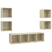 Set Mobili TV 5 pz | Armadietto TV | Mobile Porta TV Rovere Sonoma in Legno Multistrato