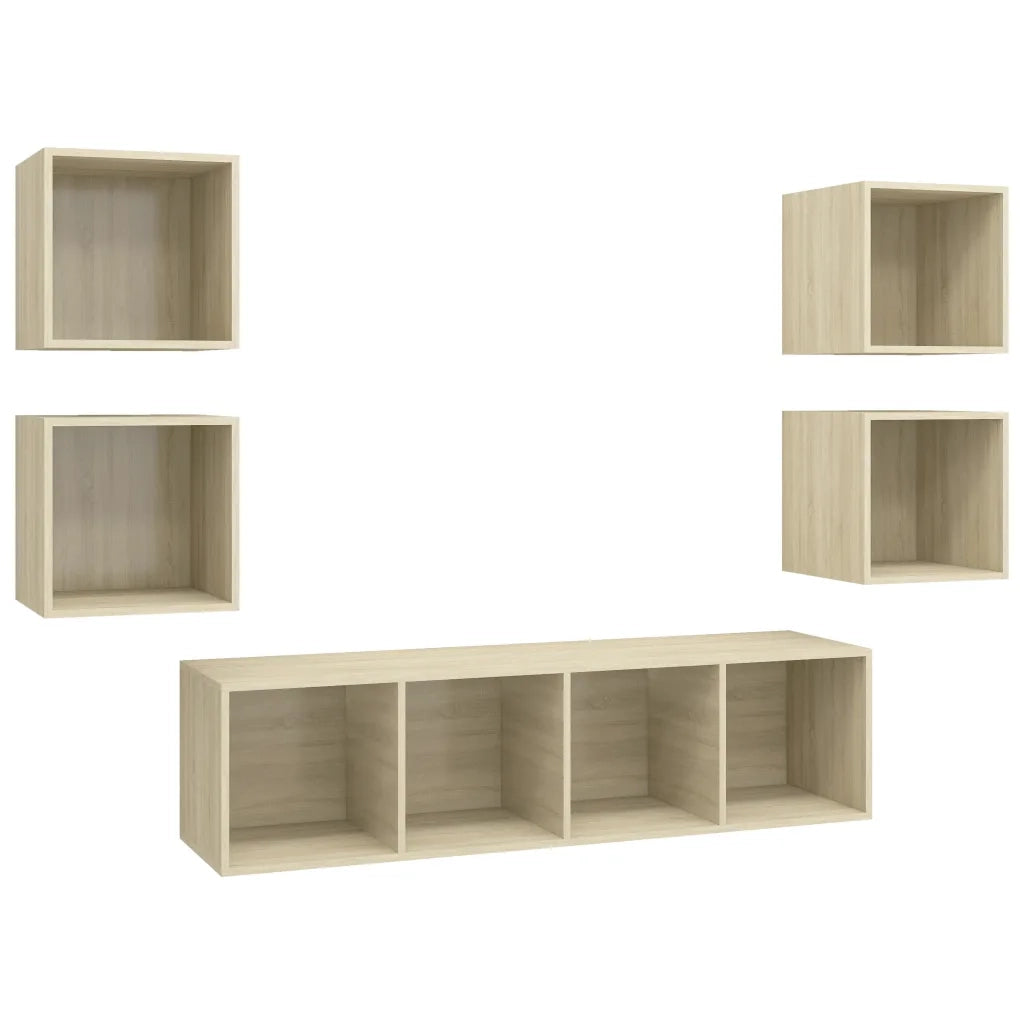 Set Mobili TV 5 pz | Armadietto TV | Mobile Porta TV Rovere Sonoma in Legno Multistrato