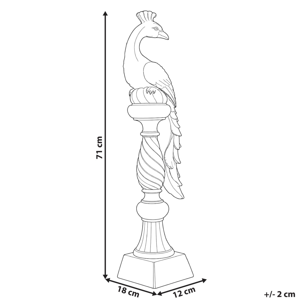 Statuetta decorativa da giardino elemento d'arredo in MgO pavone per interni ed esterni tema pasquale decorazione artigianale dorata