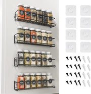Set di organizzatori per spezie da appendere - 4 pezzi per la parete - senza perforazione - organizzatore per la cucina - ripiano per spezie da appendere per la cucina - 29 x 6 x 65 cm