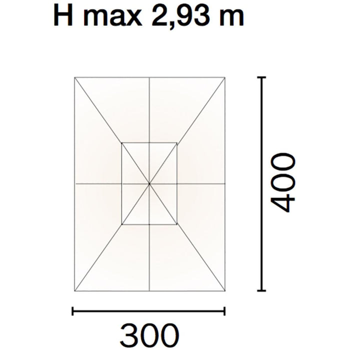 Ombrellone da Giardino 3x4 m Palo Ø48 mm in Legno Vorghini Classic Ecrù