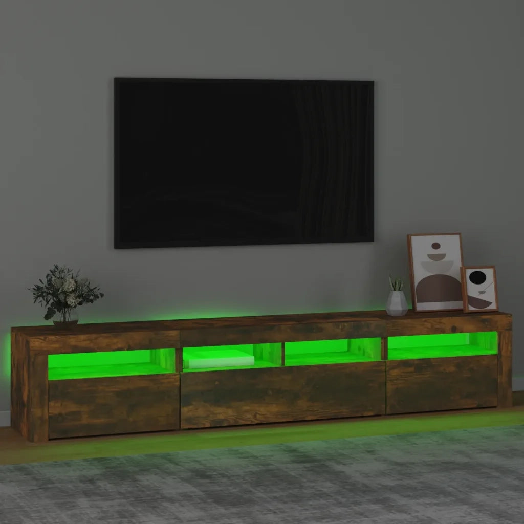 Mobile Porta TV con Luci LED Rovere Fumo 210x35x40 cm cod mxl 24424