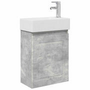 Mobile Bagno | Armadio da bagno con rubinetto Grigio Cemento 45,5 x 22,5 x 84 cm