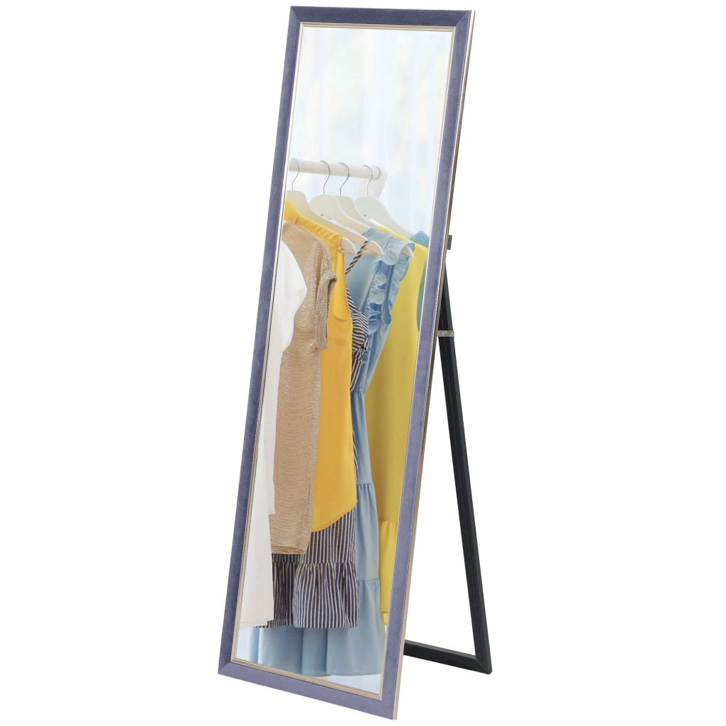 Specchio a Pieno Corpo con Cornice in Velluto ¨C zephmum ¨C Grigio 150x50 cm