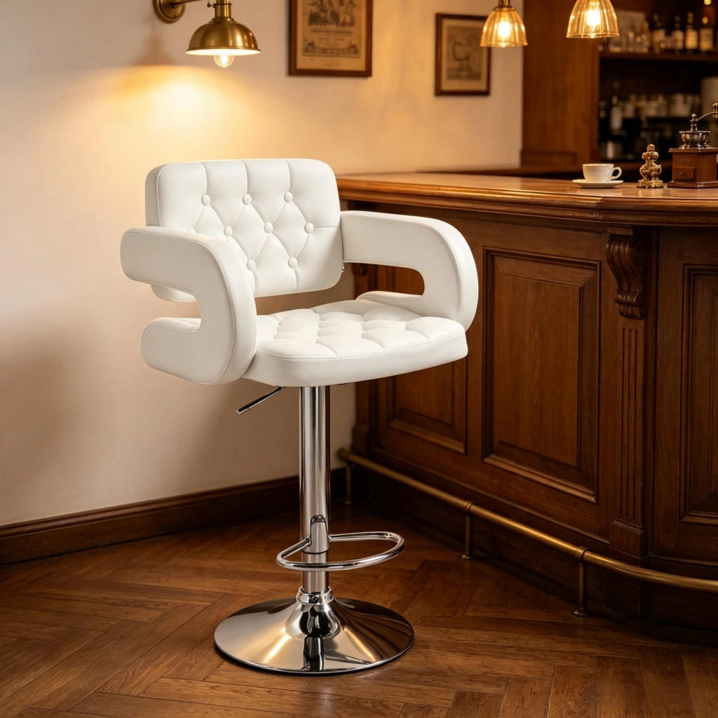 SGABELLO ALTO girevole regolabile 61x50x93-113 cm bianco metallo