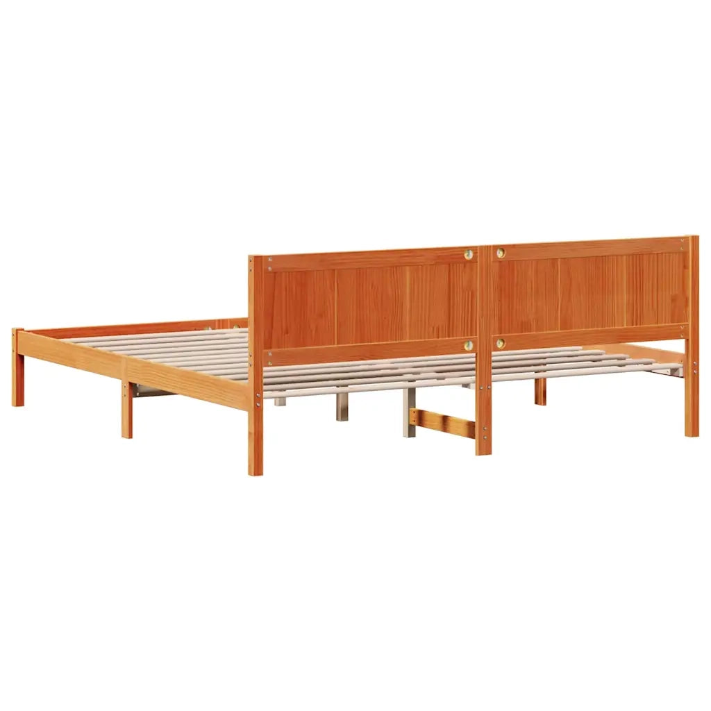 Struttura del letto Marrone 200 x 200 cm Legno massello di pino 872178
